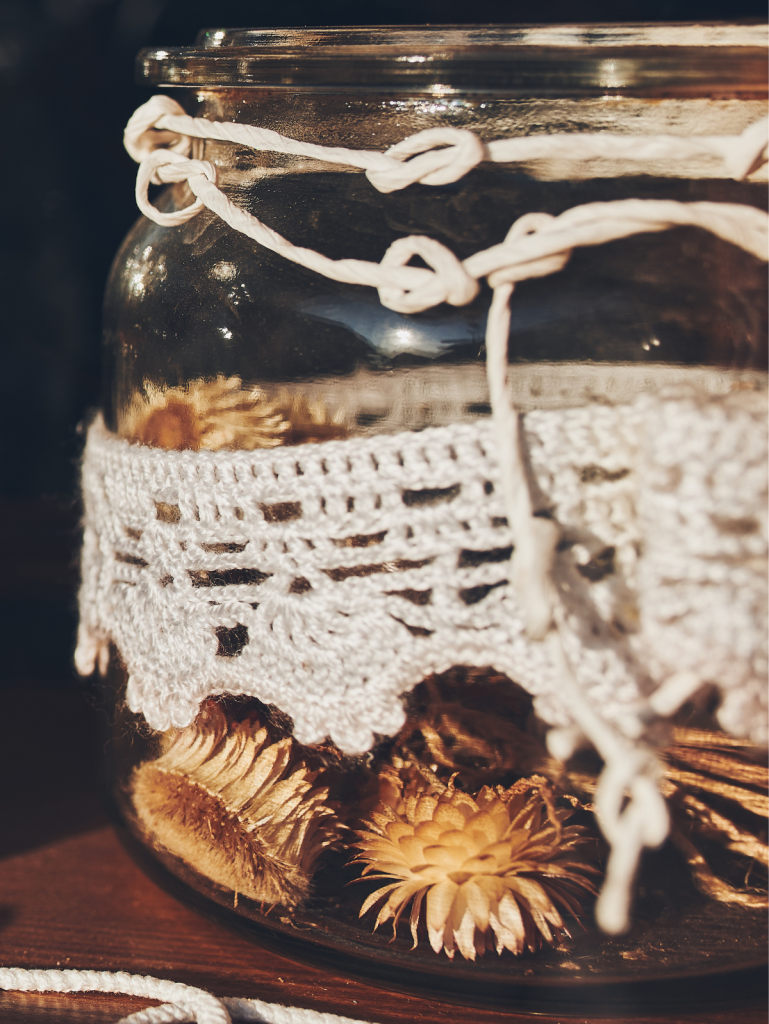 dried flowers in a jar