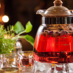 rose tea in a tea pot