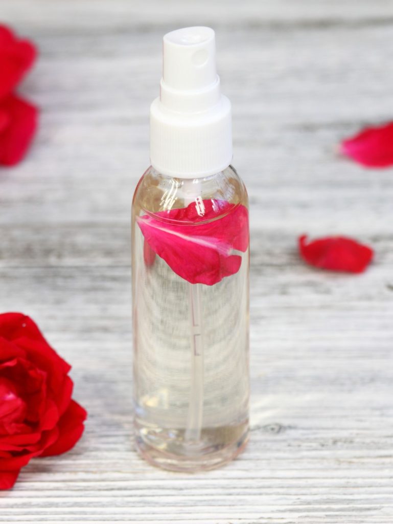 rose water spray in a bottle